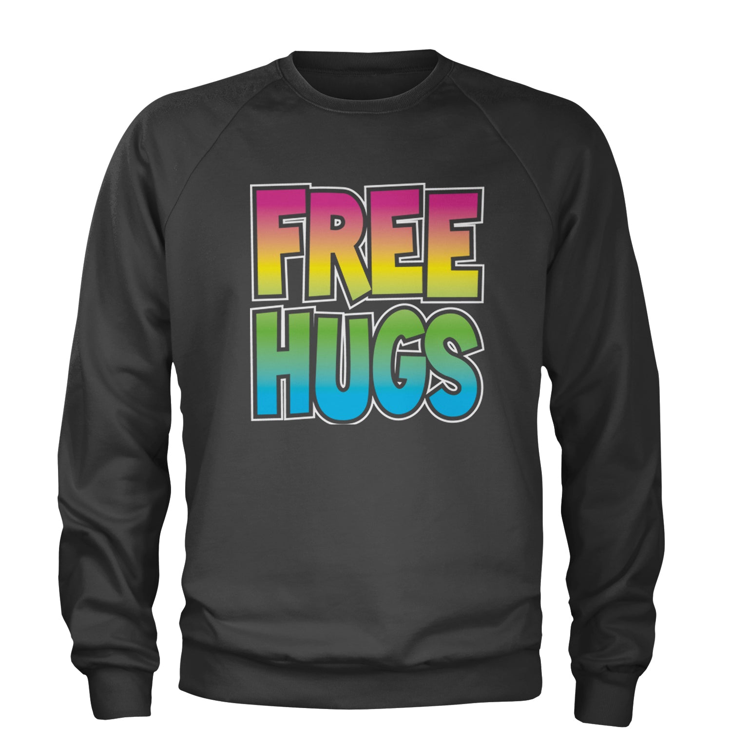 Free Hugs Adult Crewneck Sweatshirt free, hugger, hugging, hugs by Expression Tees