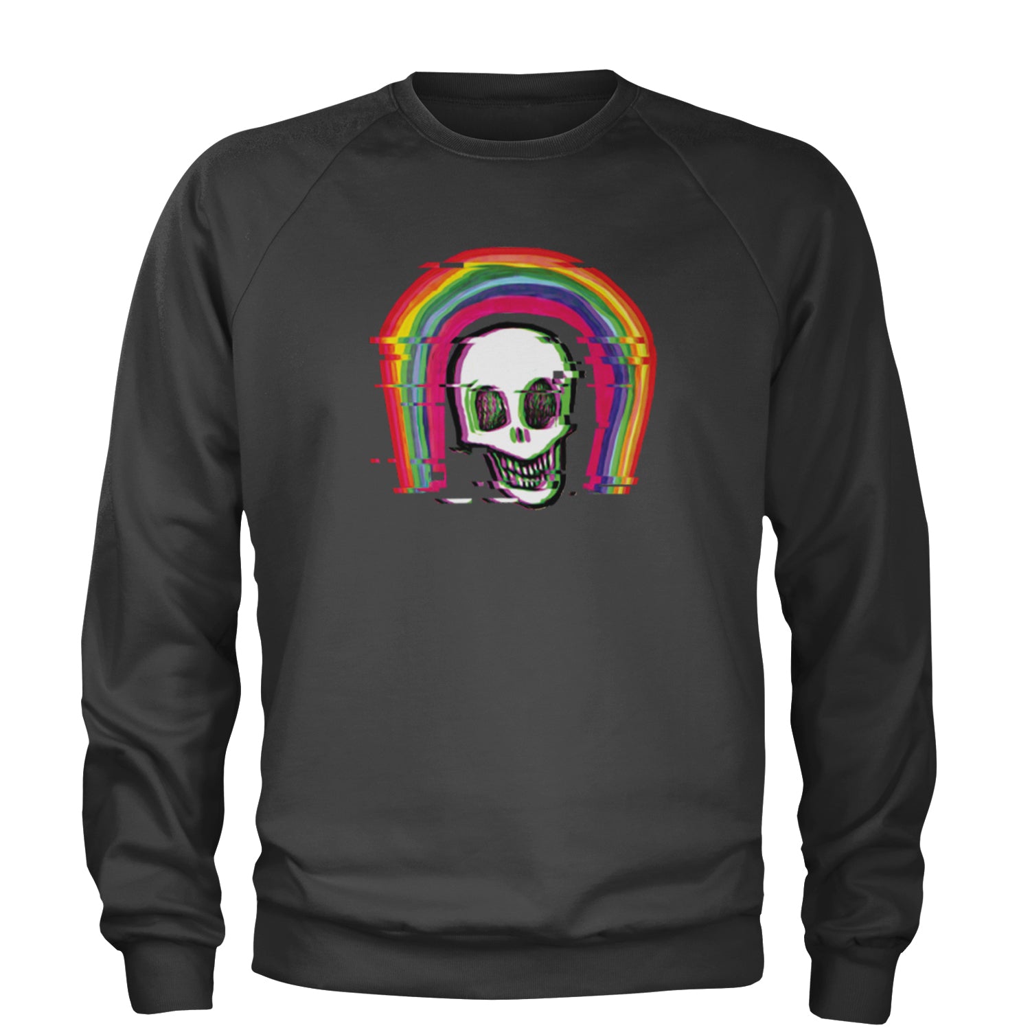 Rainbow Distorted Skull Adult Crewneck Sweatshirt