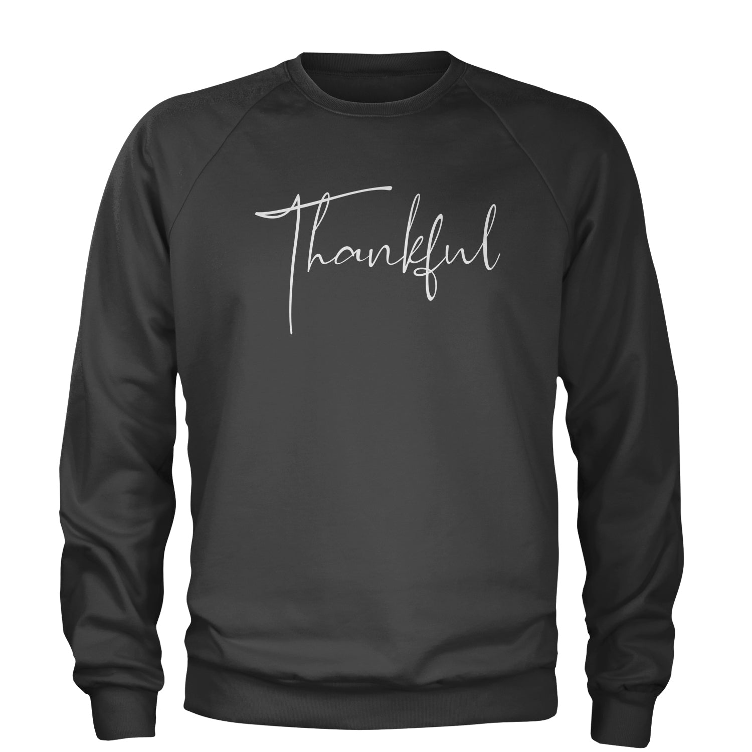 Thankful Adult Crewneck Sweatshirt thanksgiving by Expression Tees