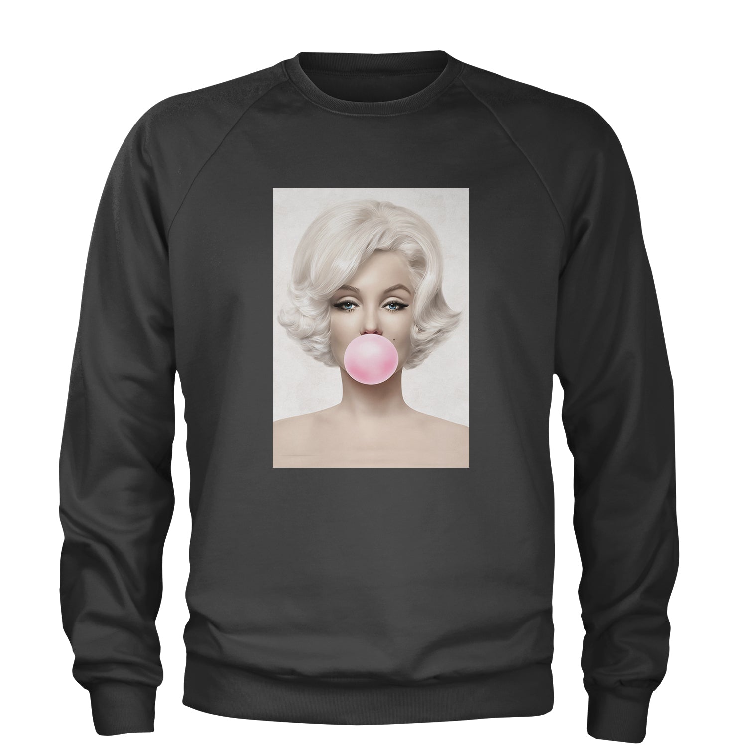 Marilyn Monroe Pink Bubble Gum Adult Crewneck Sweatshirt marilyn, monroe by Expression Tees