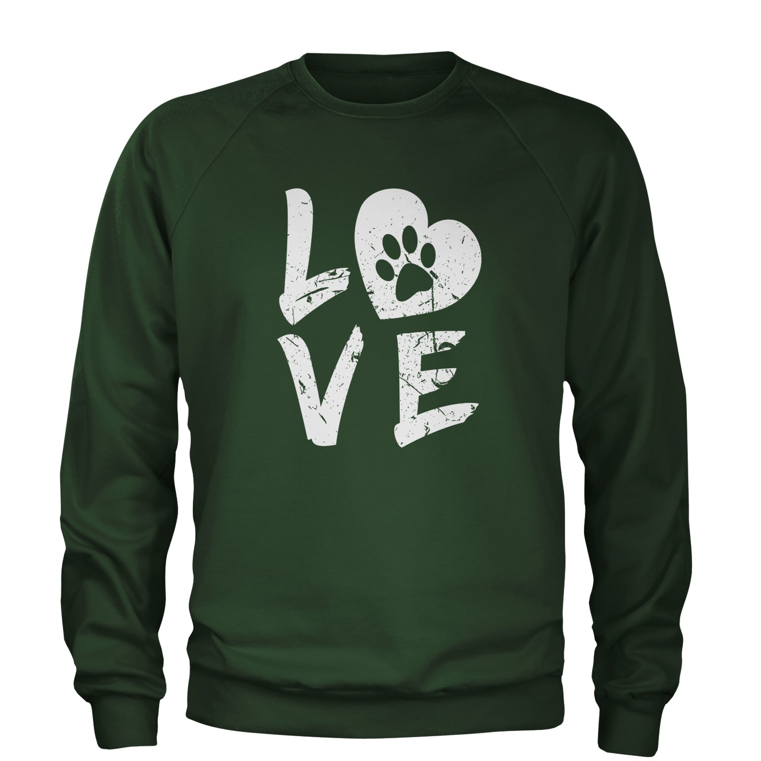 I Love My Dog Paw Print Adult Crewneck Sweatshirt dog, doggie, heart, love, lover, paw, print, puppy by Expression Tees