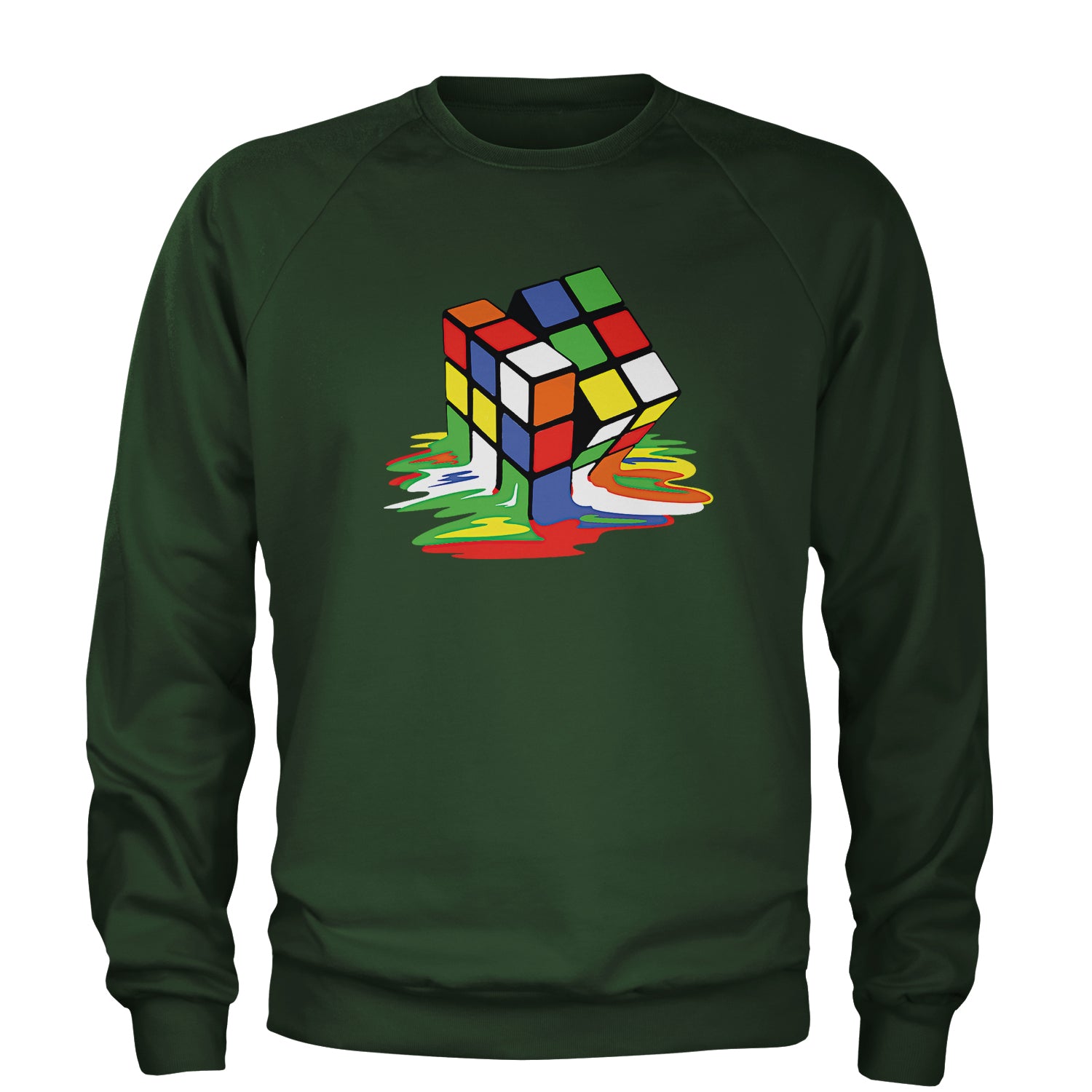 Melting Multi-Colored Cube Adult Crewneck Sweatshirt gamer, gaming, nerd, shirt by Expression Tees
