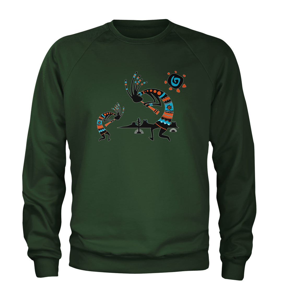 Native American Kokopelli Southwest Adult Crewneck Sweatshirt american, hopi, indian, native, navajo by Expression Tees