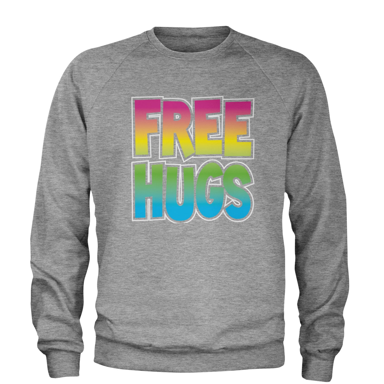 Free Hugs Adult Crewneck Sweatshirt free, hugger, hugging, hugs by Expression Tees