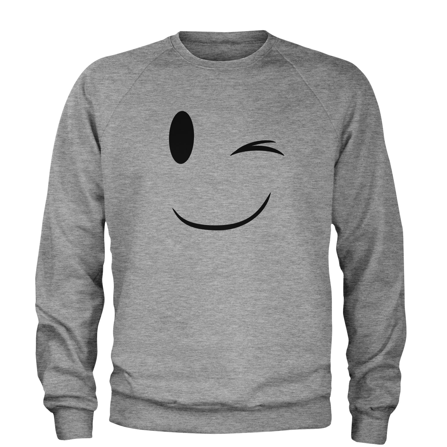 Emoticon Winking Smile Face Adult Crewneck Sweatshirt cosplay, costume, dress, emoji, emote, face, halloween, smiley, up, yellow by Expression Tees