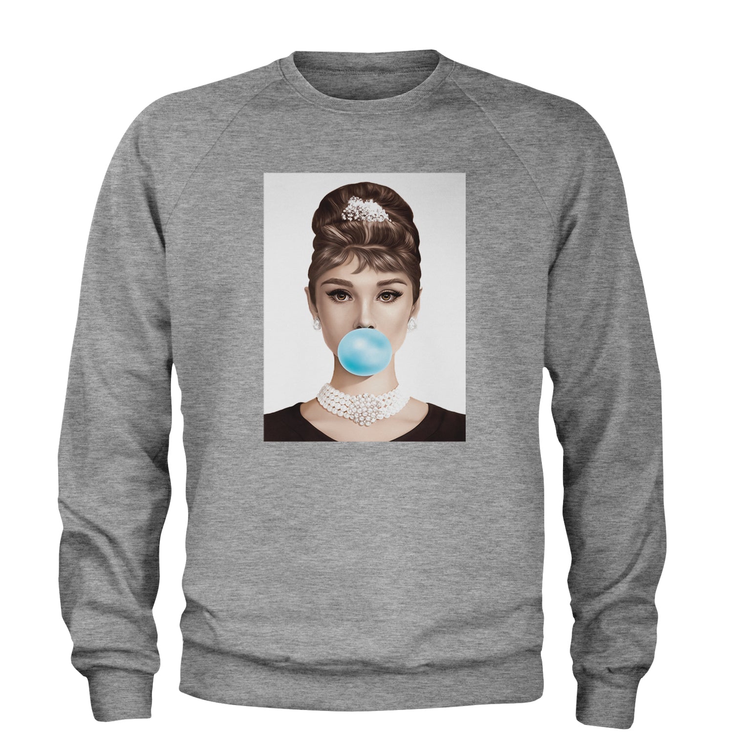 Audrey Hepburn Chewing Bubble Gum American Icon Adult Crewneck Sweatshirt