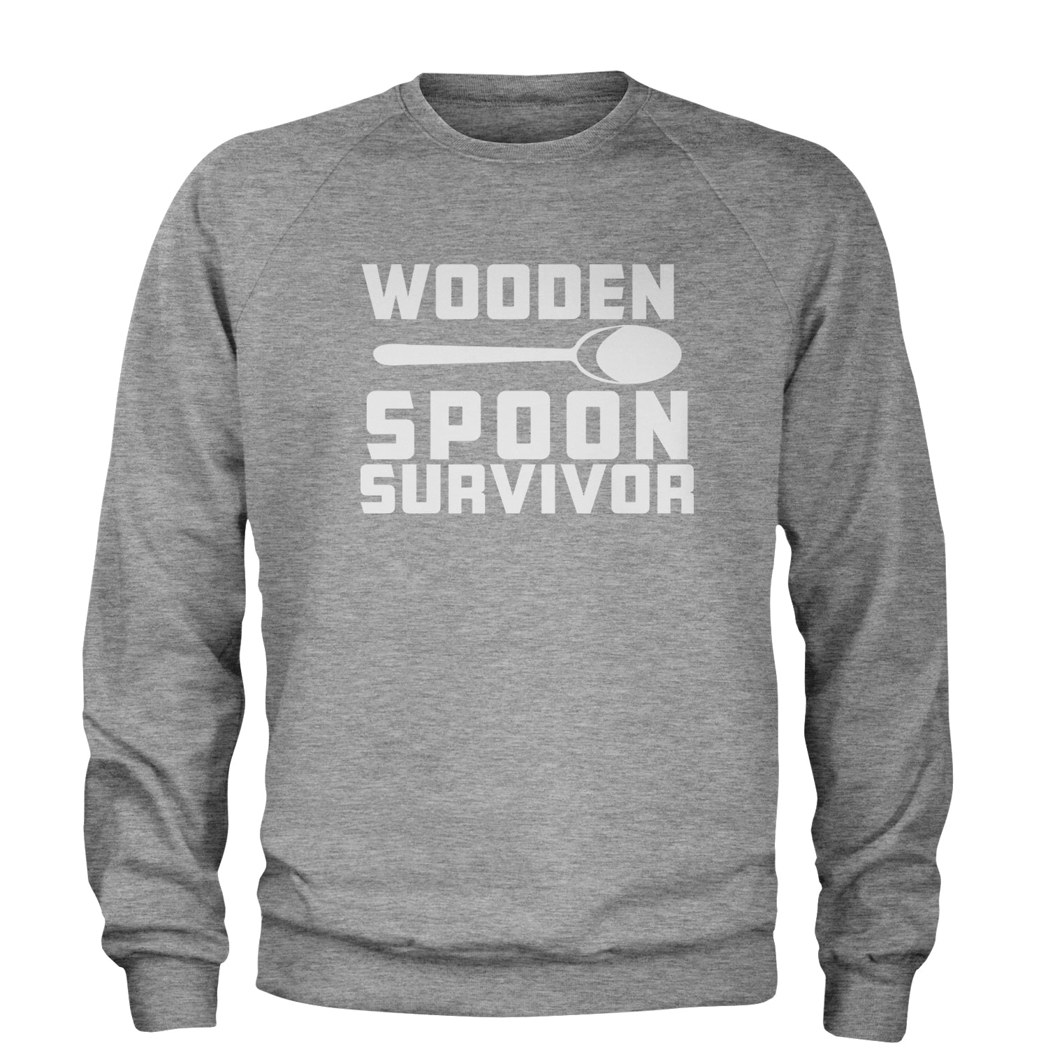 Wooden Spoon Survivor Adult Crewneck Sweatshirt funny, shirt, spoon, survivor, wooden by Expression Tees