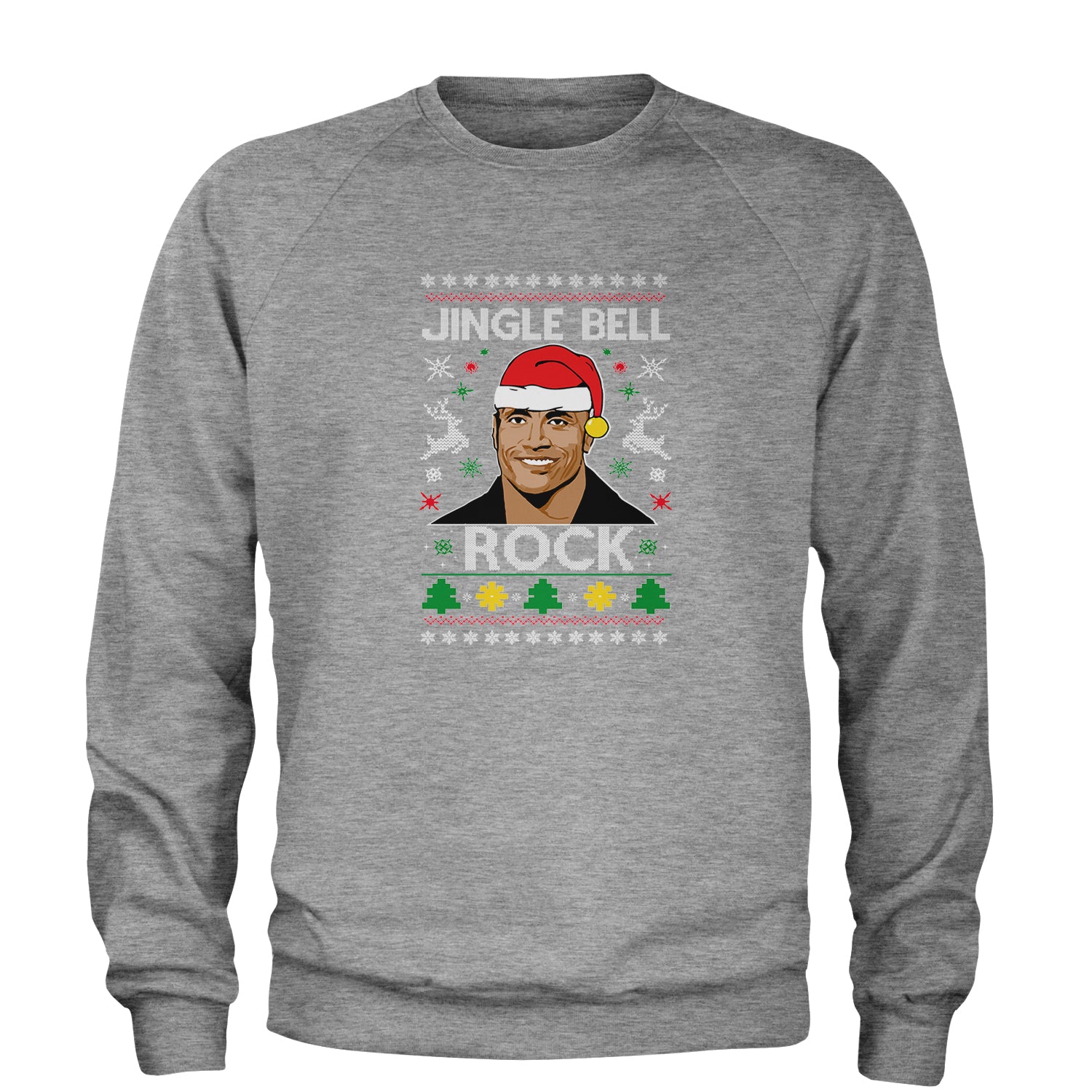 Jingle Bell Rock Ugly Christmas Adult Crewneck Sweatshirt 2018, champ, Christmas, dwayne, johnson, peoples, rock, Sweatshirts, the, Ugly by Expression Tees