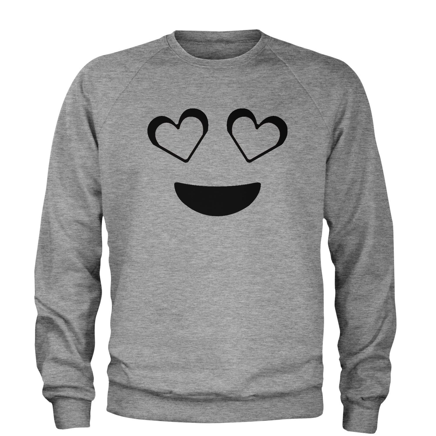 Emoticon Heart Eyes Smile Face Adult Crewneck Sweatshirt cosplay, costume, dress, emoji, emote, face, halloween, Smile, up, yellow by Expression Tees