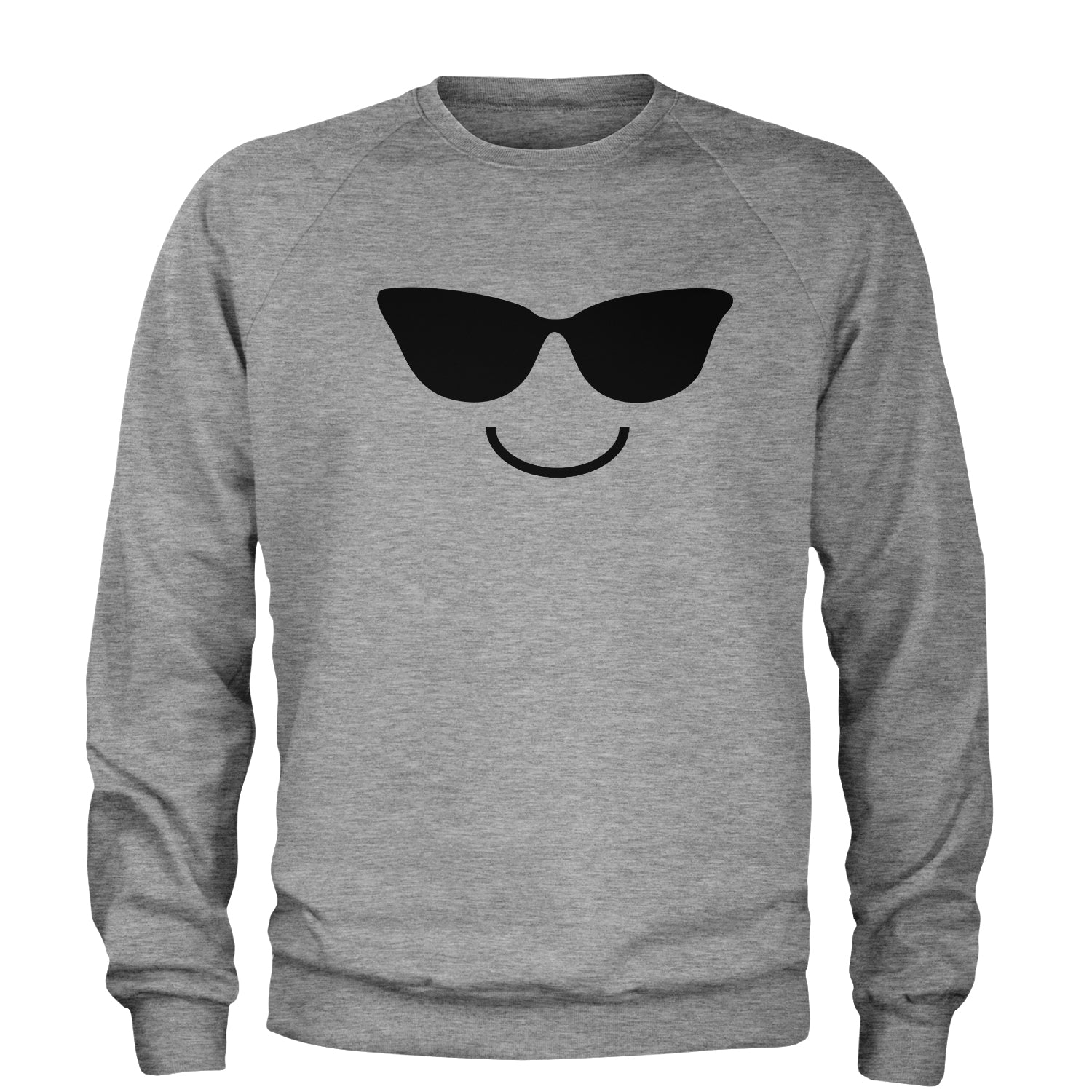 Emoticon Sunglasses Smile Face Adult Crewneck Sweatshirt cosplay, costume, dress, emoji, emote, face, halloween, smiley, up, yellow by Expression Tees