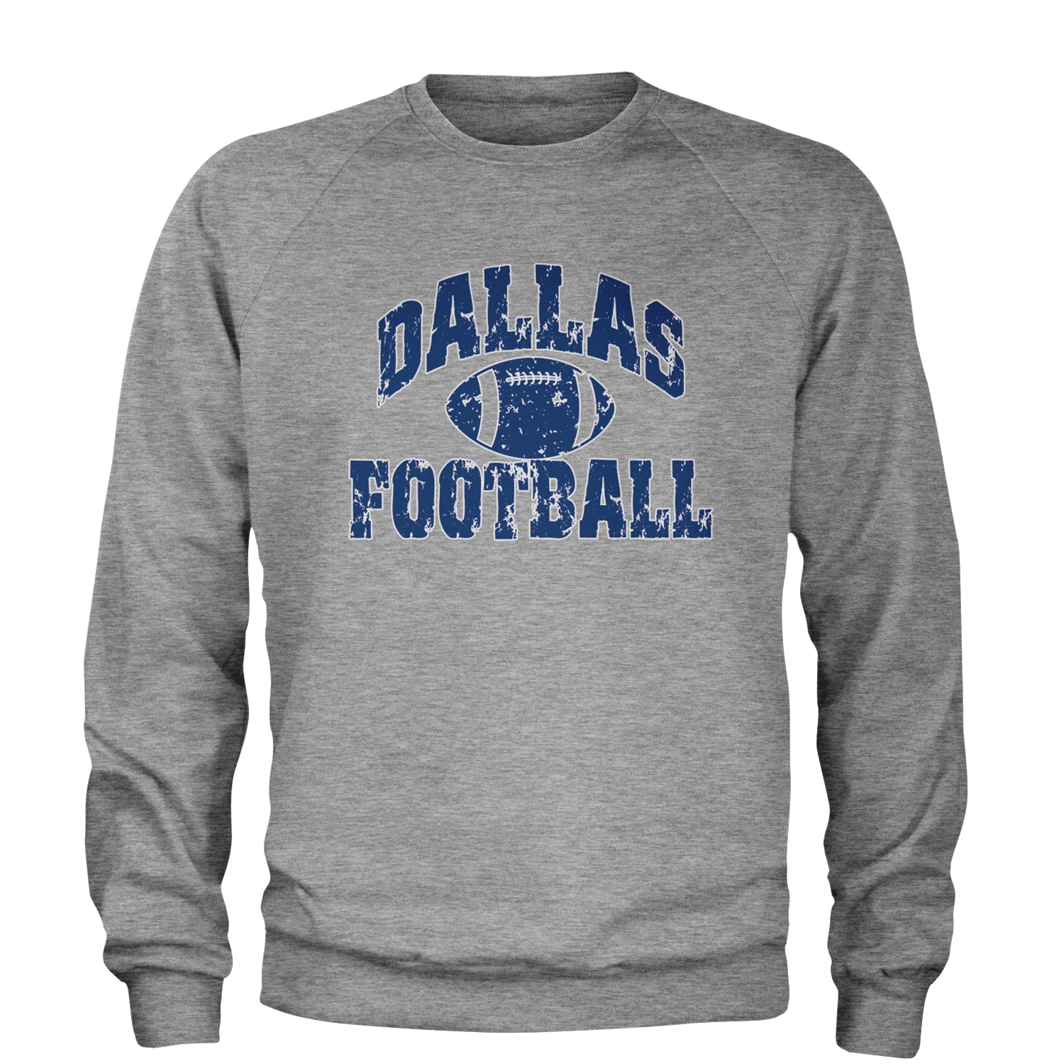 Dallas Distressed Football Adult Crewneck Sweatshirt