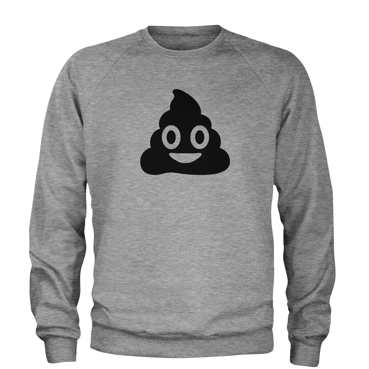 Emoticon Poop Face Smile Face Adult Crewneck Sweatshirt cosplay, costume, dress, emoji, emote, face, halloween, smiley, up, yellow by Expression Tees