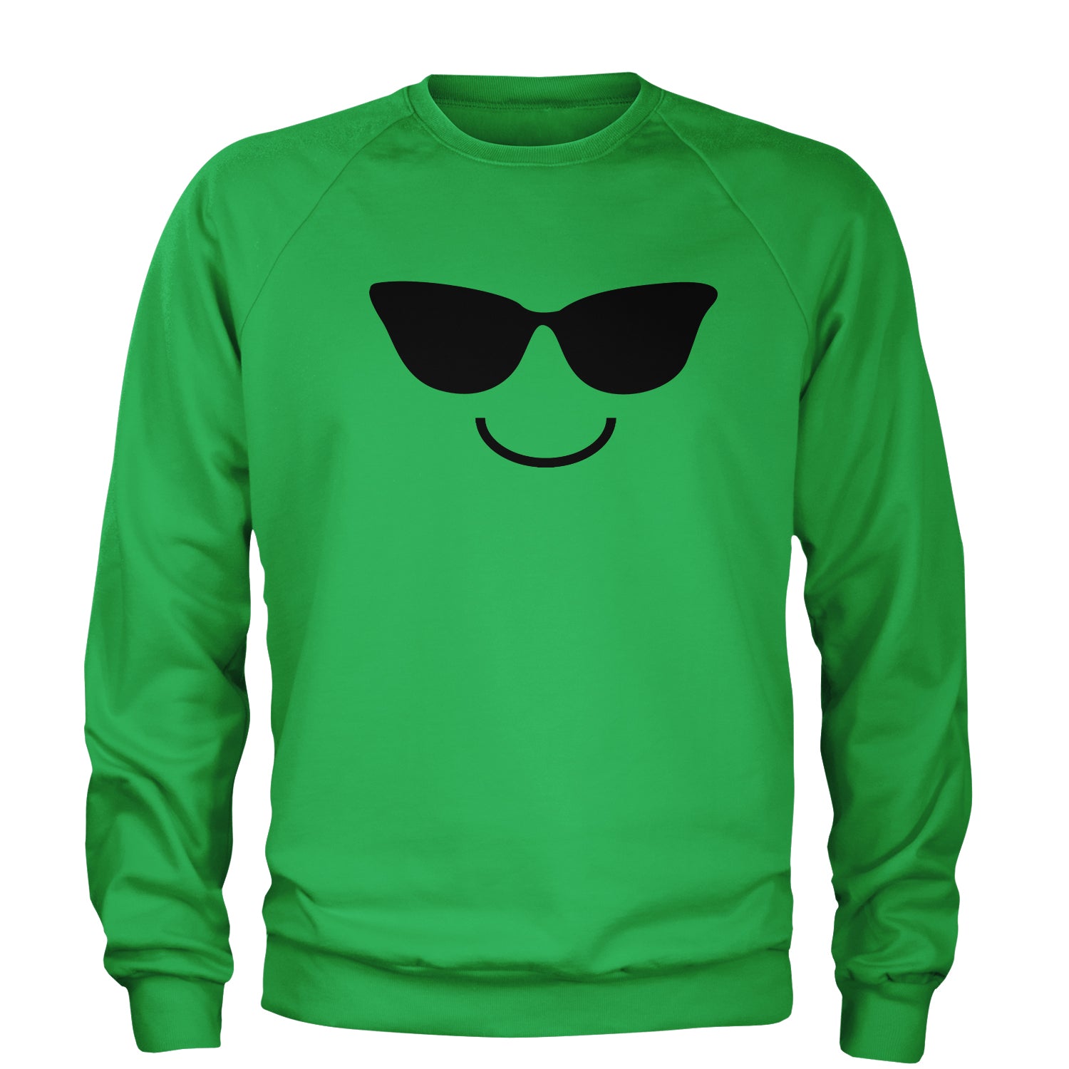 Emoticon Sunglasses Smile Face Adult Crewneck Sweatshirt cosplay, costume, dress, emoji, emote, face, halloween, smiley, up, yellow by Expression Tees