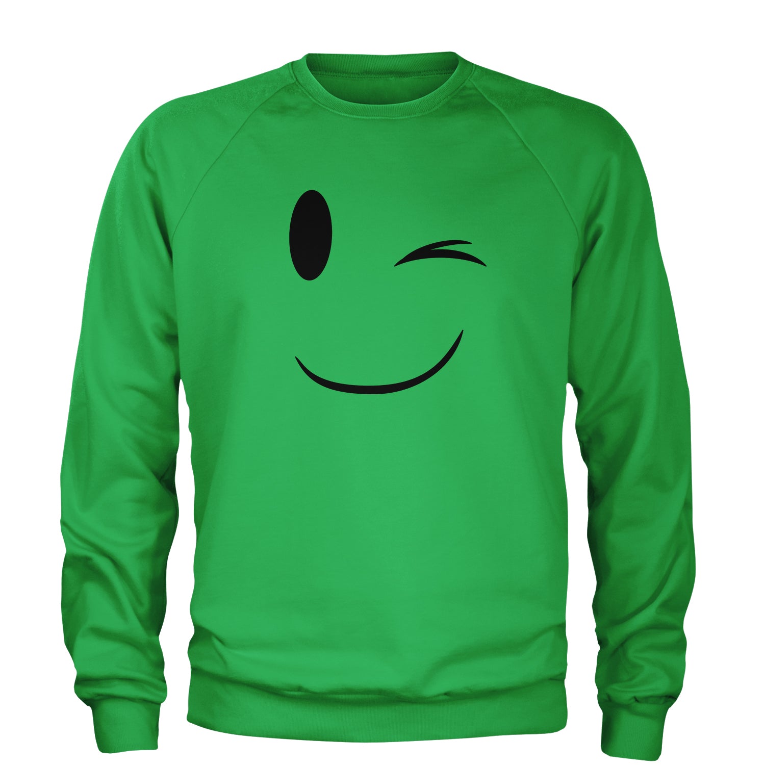 Emoticon Winking Smile Face Adult Crewneck Sweatshirt cosplay, costume, dress, emoji, emote, face, halloween, smiley, up, yellow by Expression Tees