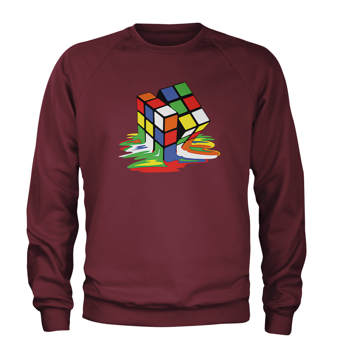 Melting Multi-Colored Cube Adult Crewneck Sweatshirt gamer, gaming, nerd, shirt by Expression Tees