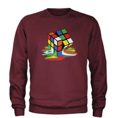 Melting Multi-Colored Cube Adult Crewneck Sweatshirt gamer, gaming, nerd, shirt by Expression Tees