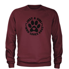 Dogs Just A Girl Who Loves DOGS Adult Crewneck Sweatshirt dog, puppy, rescue by Expression Tees