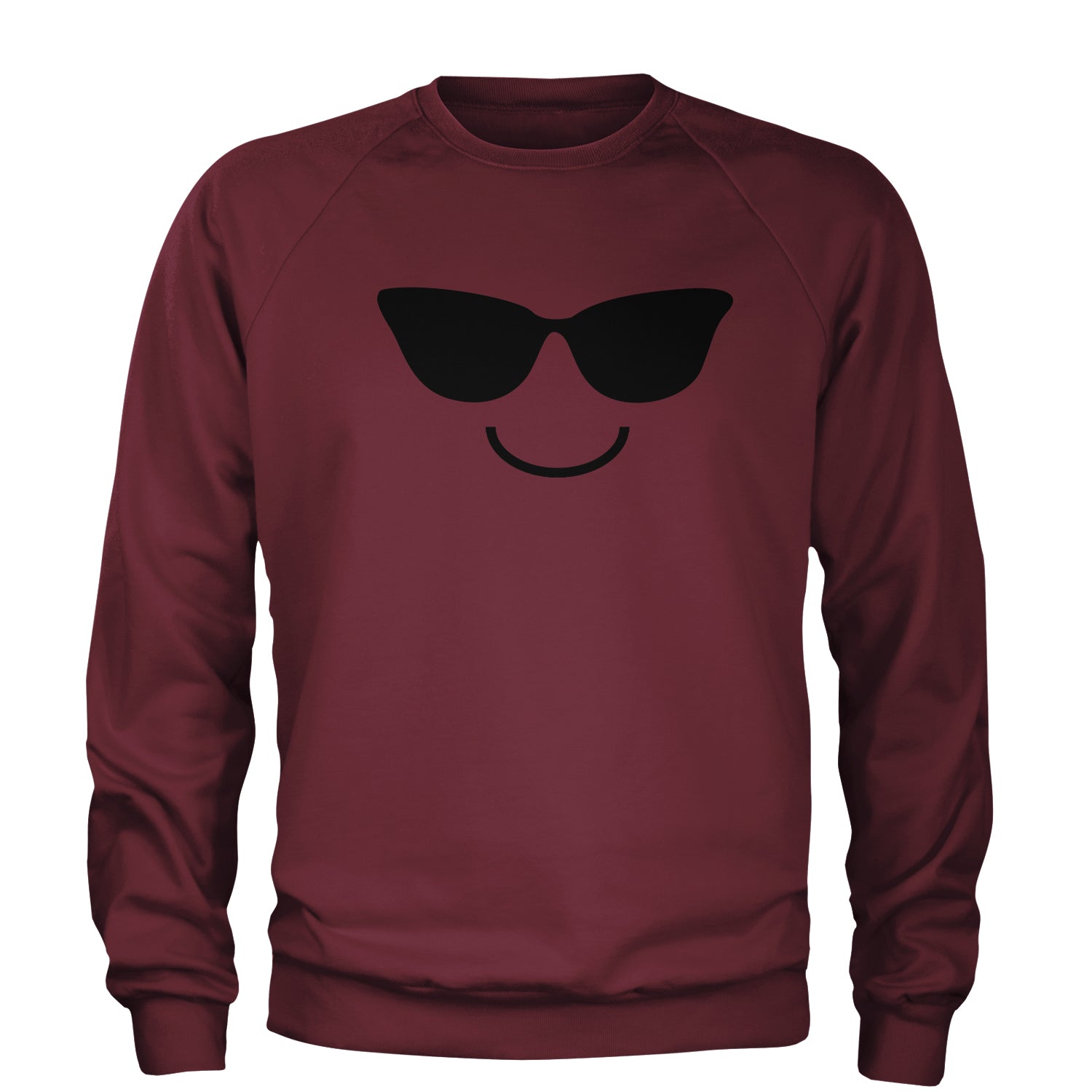 Emoticon Sunglasses Smile Face Adult Crewneck Sweatshirt cosplay, costume, dress, emoji, emote, face, halloween, smiley, up, yellow by Expression Tees