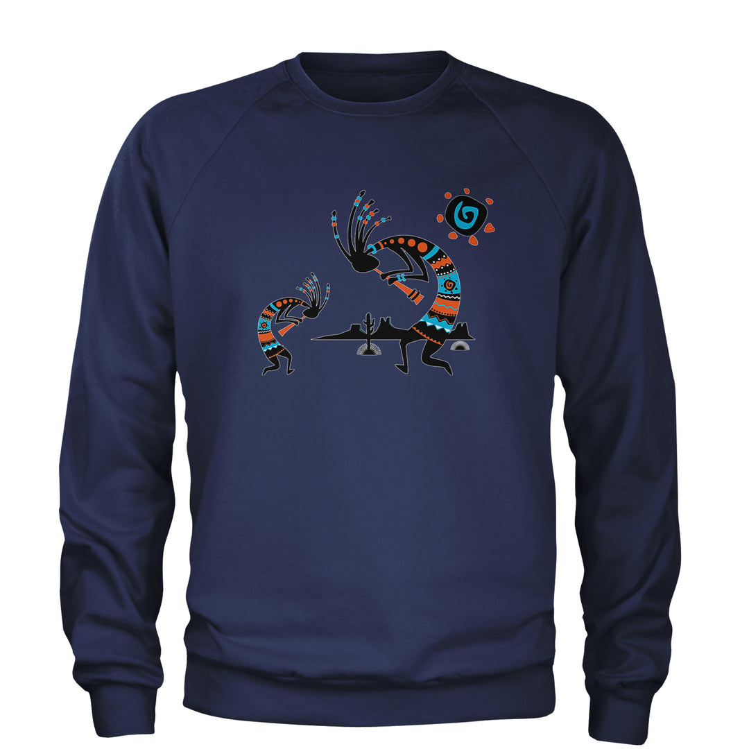 Native American Kokopelli Southwest Adult Crewneck Sweatshirt american, hopi, indian, native, navajo by Expression Tees