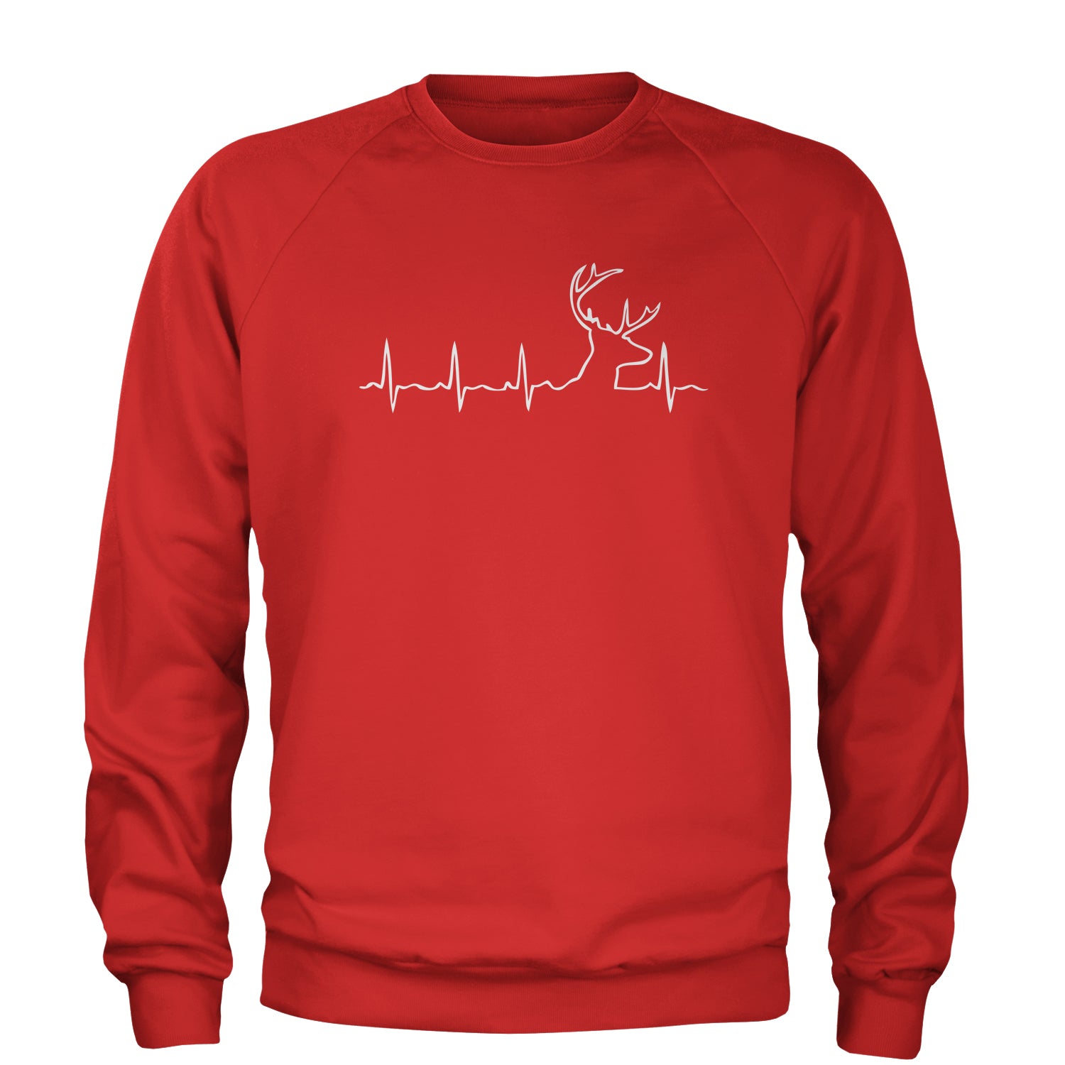 Hunting Heartbeat Dear Head Adult Crewneck Sweatshirt #expressiontees by Expression Tees