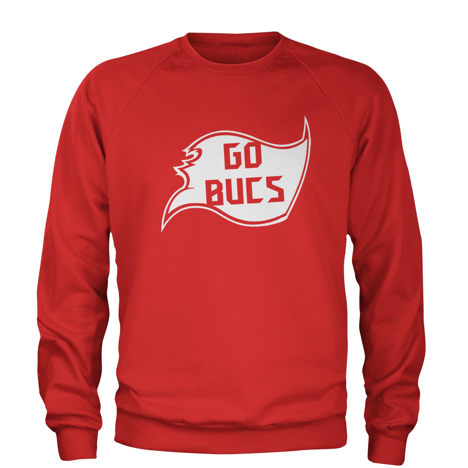 Go Bucs Buccaneers Adult Crewneck Sweatshirt ball, flag, foot, raise, tampa, the by Expression Tees