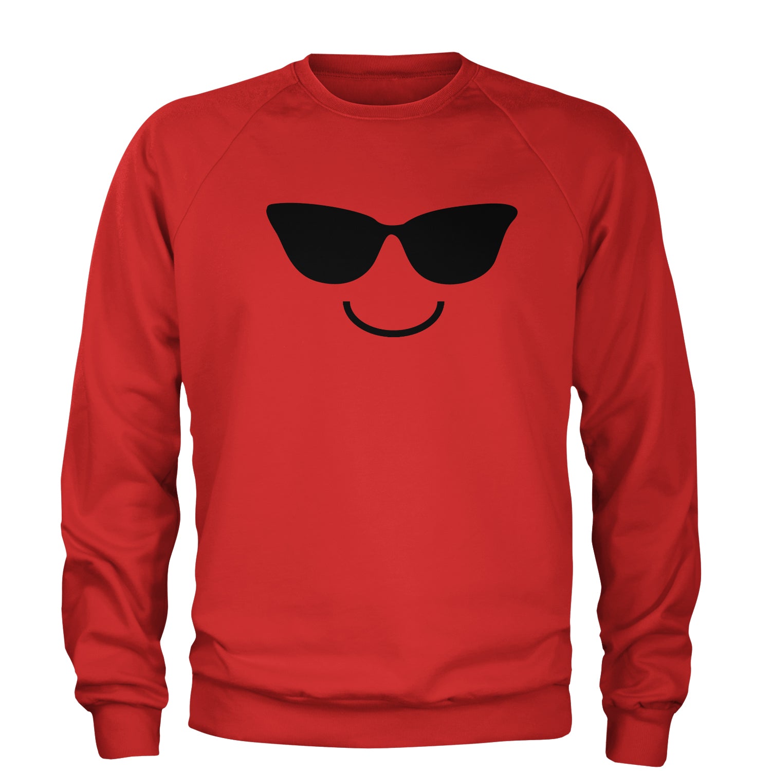 Emoticon Sunglasses Smile Face Adult Crewneck Sweatshirt cosplay, costume, dress, emoji, emote, face, halloween, smiley, up, yellow by Expression Tees