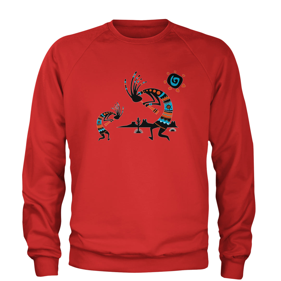 Native American Kokopelli Southwest Adult Crewneck Sweatshirt american, hopi, indian, native, navajo by Expression Tees