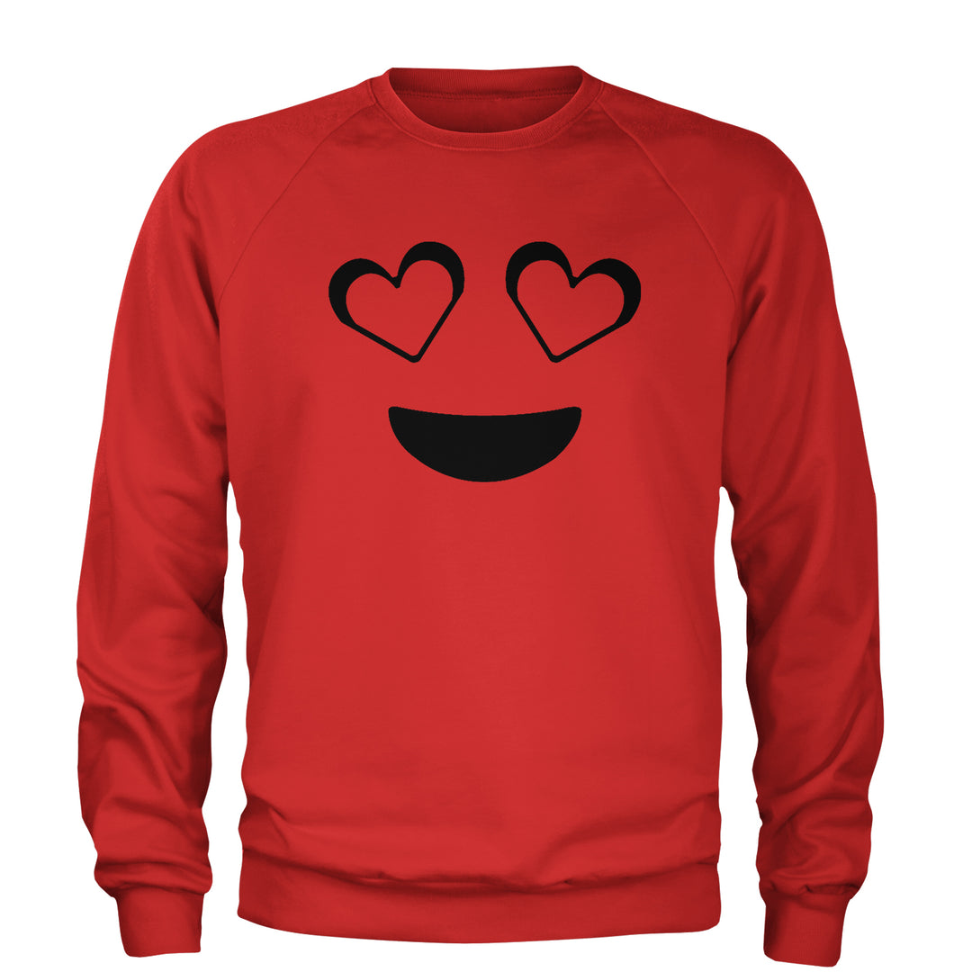 Emoticon Heart Eyes Smile Face Adult Crewneck Sweatshirt cosplay, costume, dress, emoji, emote, face, halloween, Smile, up, yellow by Expression Tees