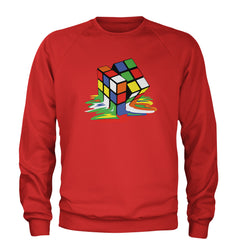 Melting Multi-Colored Cube Adult Crewneck Sweatshirt gamer, gaming, nerd, shirt by Expression Tees