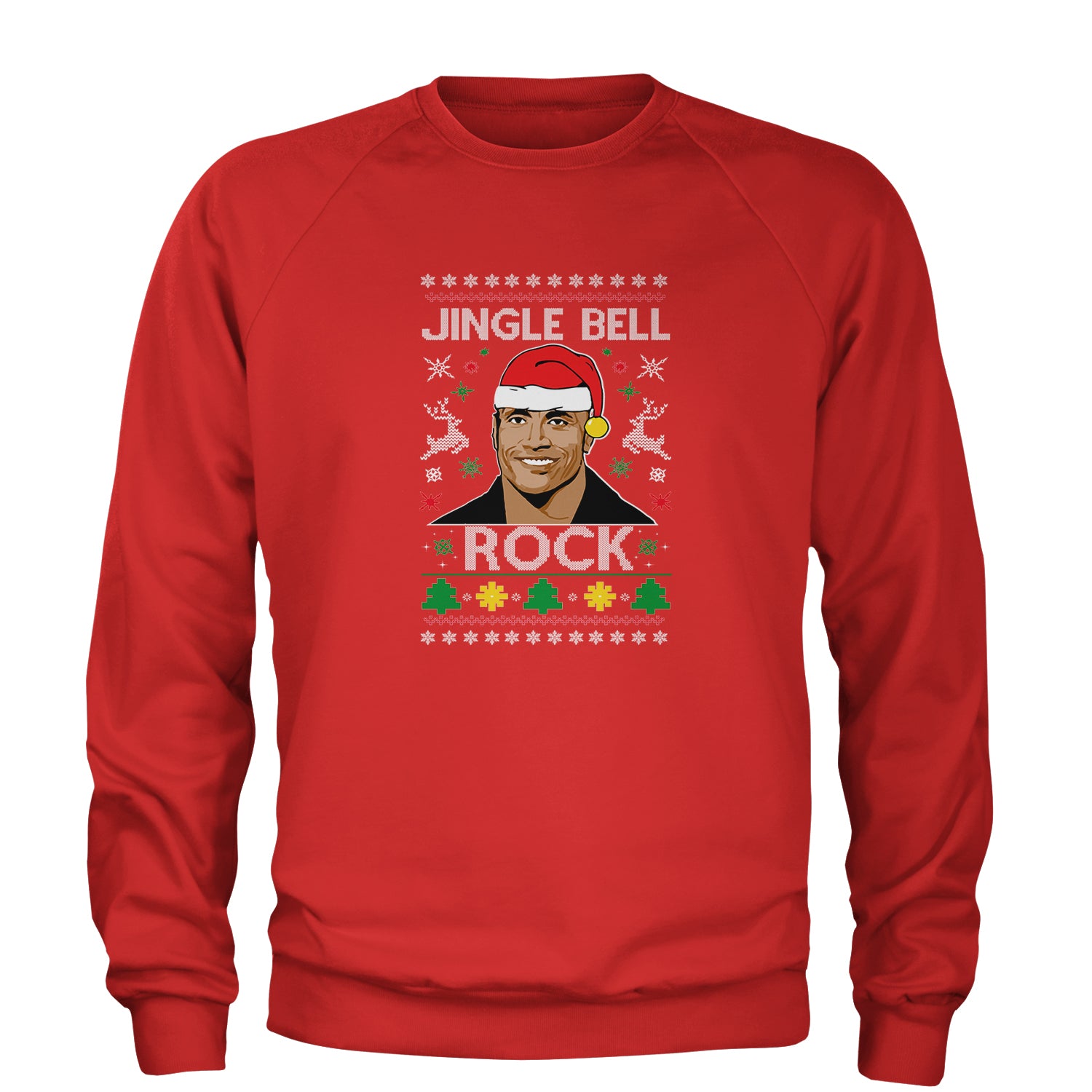 Jingle Bell Rock Ugly Christmas Adult Crewneck Sweatshirt 2018, champ, Christmas, dwayne, johnson, peoples, rock, Sweatshirts, the, Ugly by Expression Tees