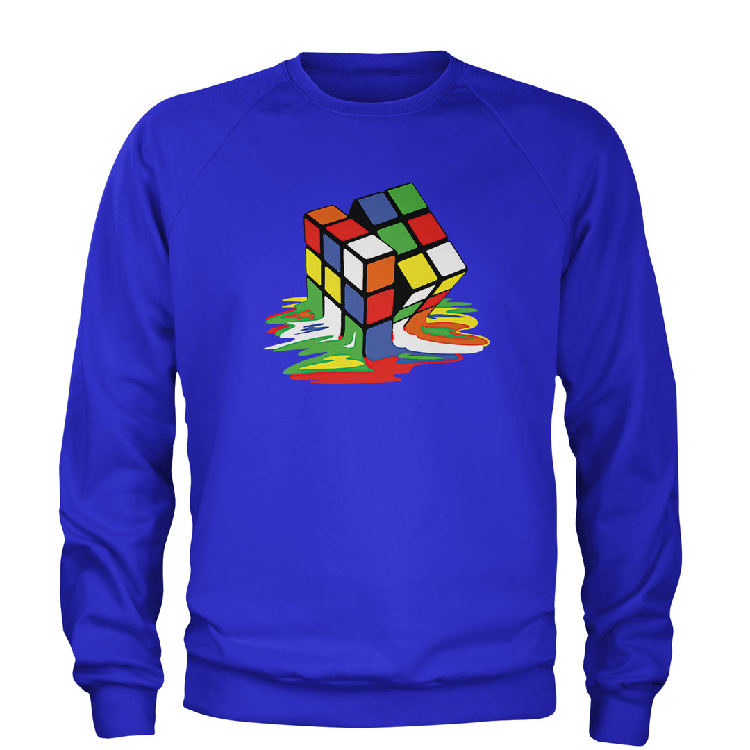 Melting Multi-Colored Cube Adult Crewneck Sweatshirt gamer, gaming, nerd, shirt by Expression Tees
