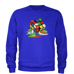 Melting Multi-Colored Cube Adult Crewneck Sweatshirt gamer, gaming, nerd, shirt by Expression Tees