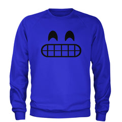 Emoticon Grinning Smile Face Adult Crewneck Sweatshirt cosplay, costume, dress, emoji, emote, face, halloween, smiley, up, yellow by Expression Tees