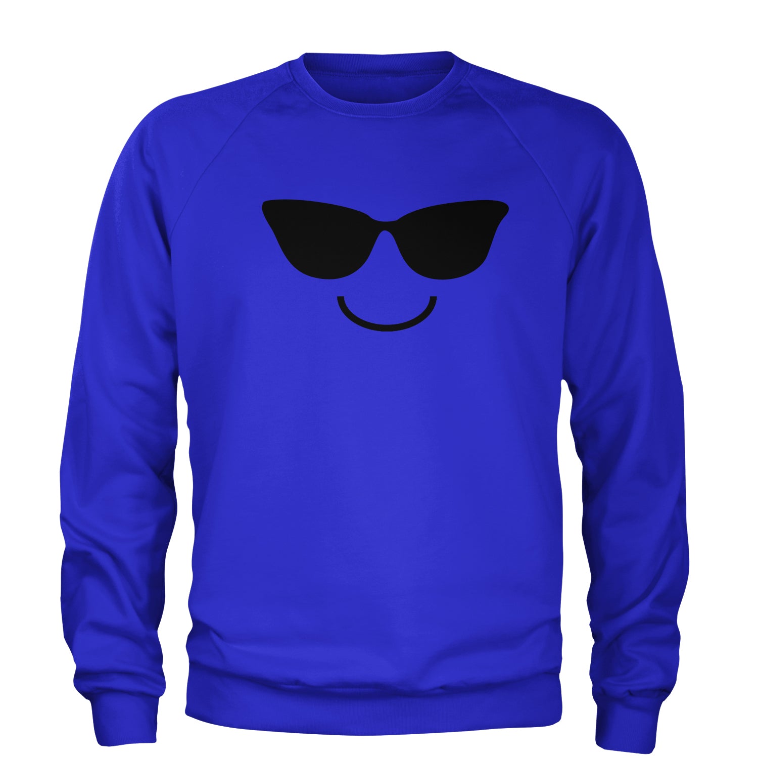 Emoticon Sunglasses Smile Face Adult Crewneck Sweatshirt cosplay, costume, dress, emoji, emote, face, halloween, smiley, up, yellow by Expression Tees