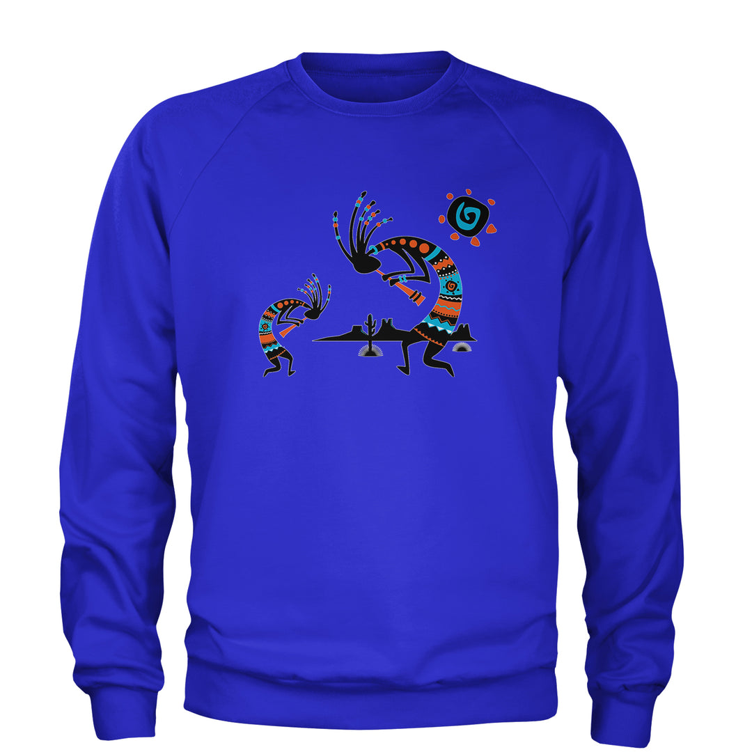 Native American Kokopelli Southwest Adult Crewneck Sweatshirt american, hopi, indian, native, navajo by Expression Tees