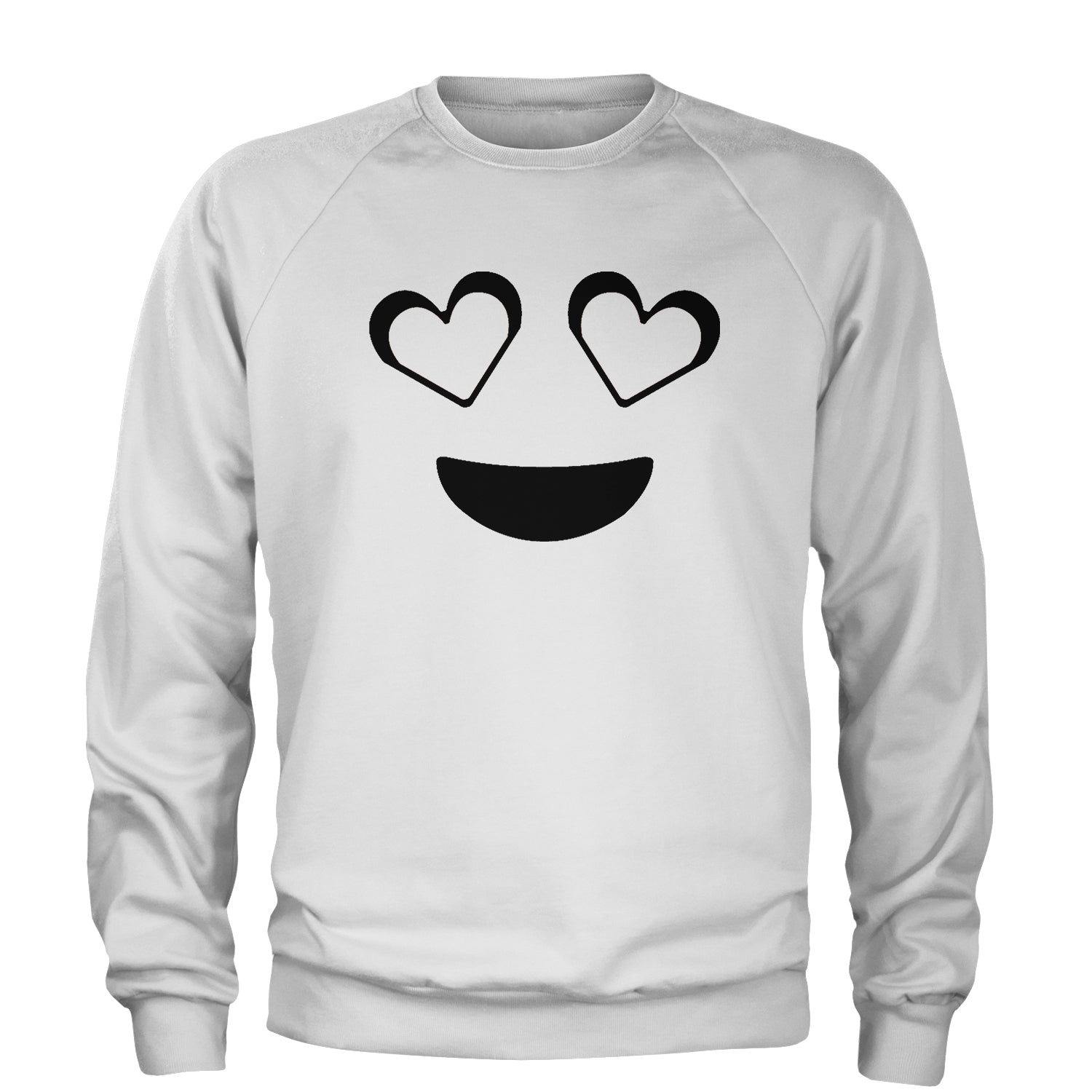 Emoticon Heart Eyes Smile Face Adult Crewneck Sweatshirt cosplay, costume, dress, emoji, emote, face, halloween, Smile, up, yellow by Expression Tees