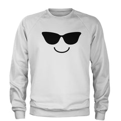 Emoticon Sunglasses Smile Face Adult Crewneck Sweatshirt cosplay, costume, dress, emoji, emote, face, halloween, smiley, up, yellow by Expression Tees