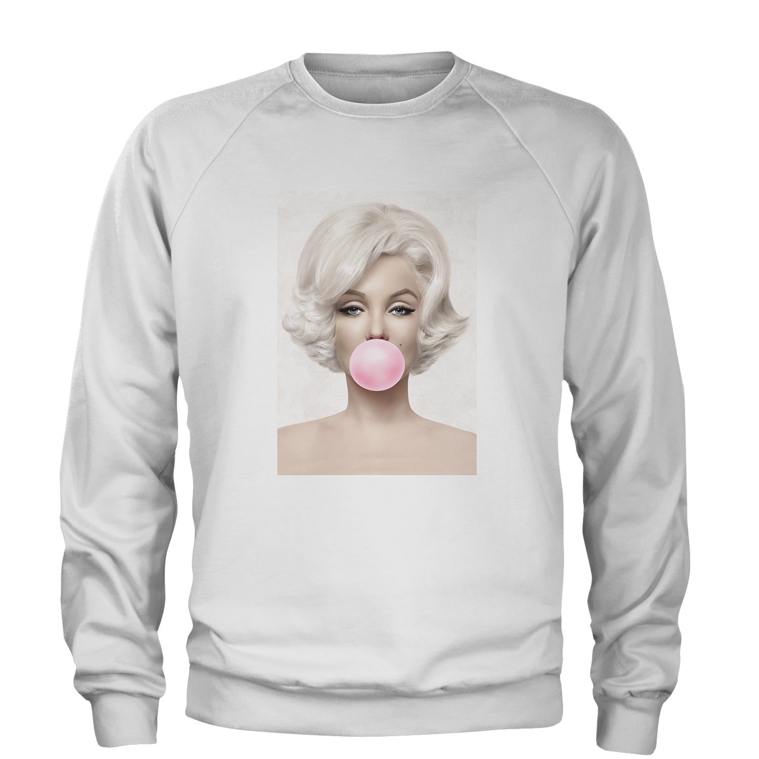 Marilyn Monroe Pink Bubble Gum Adult Crewneck Sweatshirt marilyn, monroe by Expression Tees