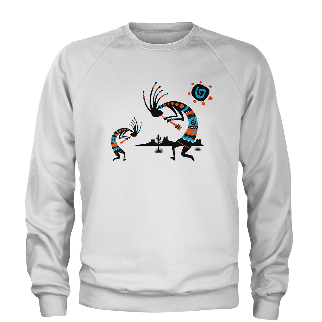 Native American Kokopelli Southwest Adult Crewneck Sweatshirt american, hopi, indian, native, navajo by Expression Tees