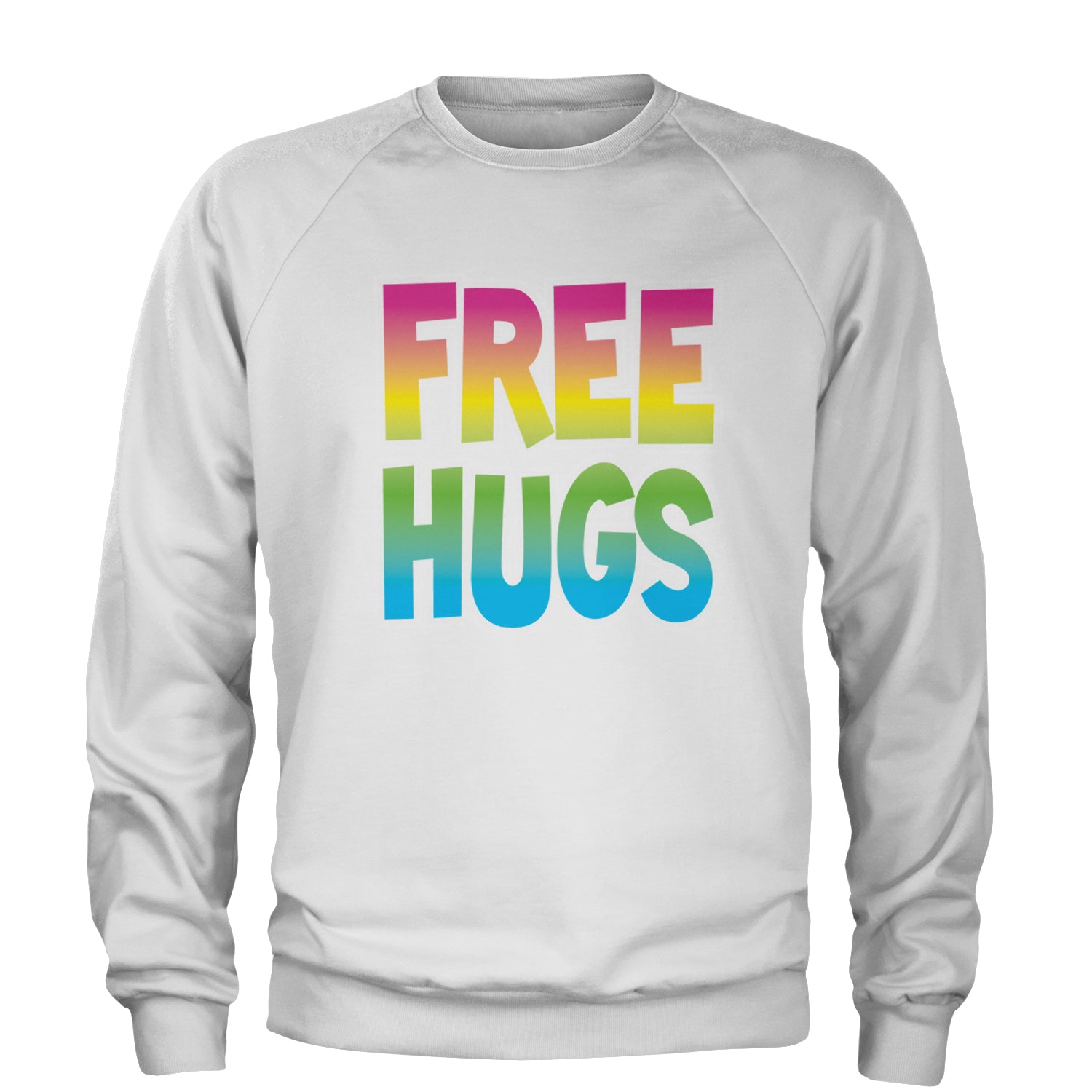 Free Hugs Adult Crewneck Sweatshirt free, hugger, hugging, hugs by Expression Tees