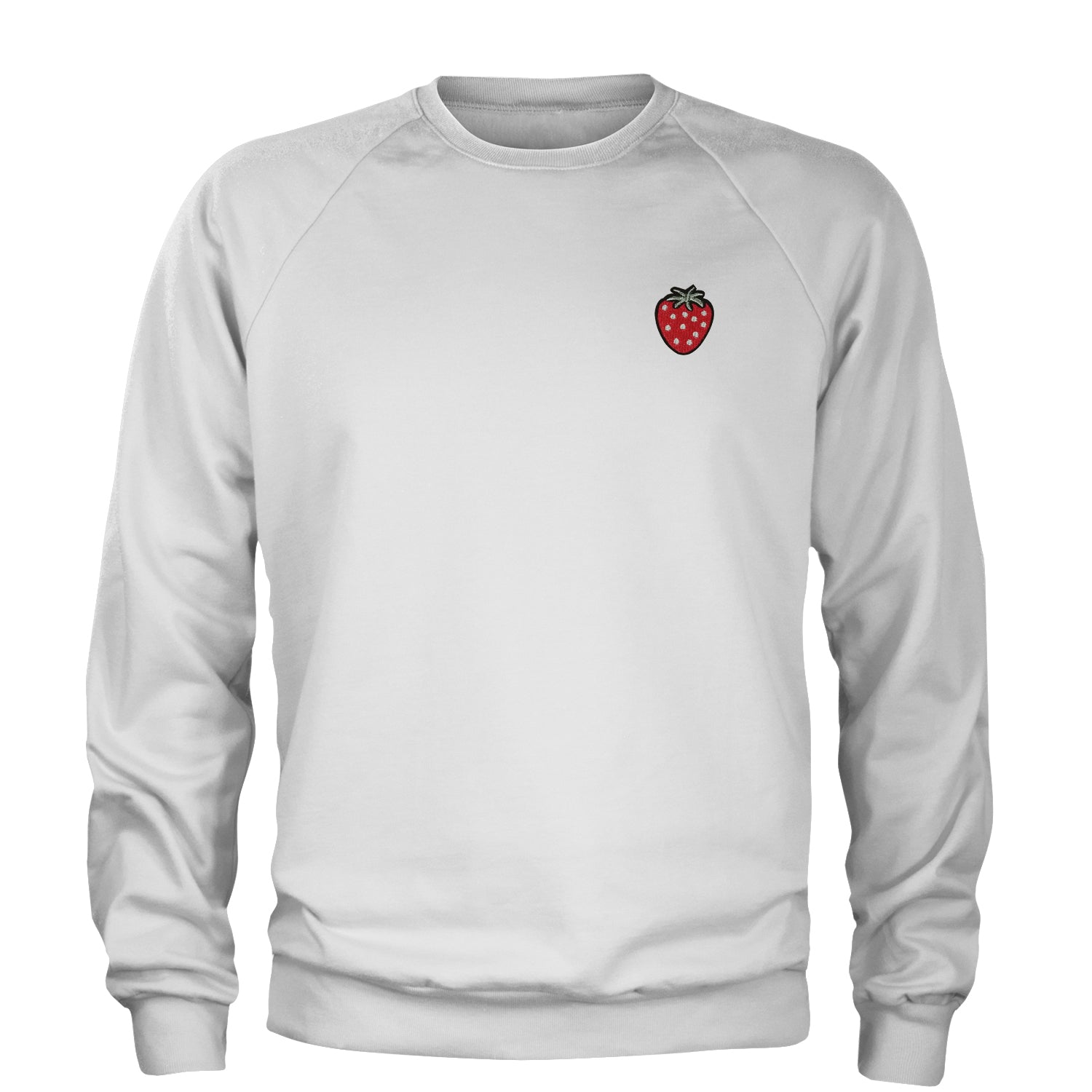 Embroidered Strawberry Patch (Pocket Print) Adult Crewneck Sweatshirt fruit, strawberries by Expression Tees