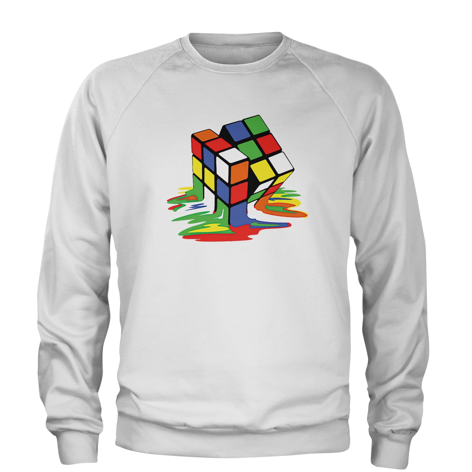 Melting Multi-Colored Cube Adult Crewneck Sweatshirt gamer, gaming, nerd, shirt by Expression Tees
