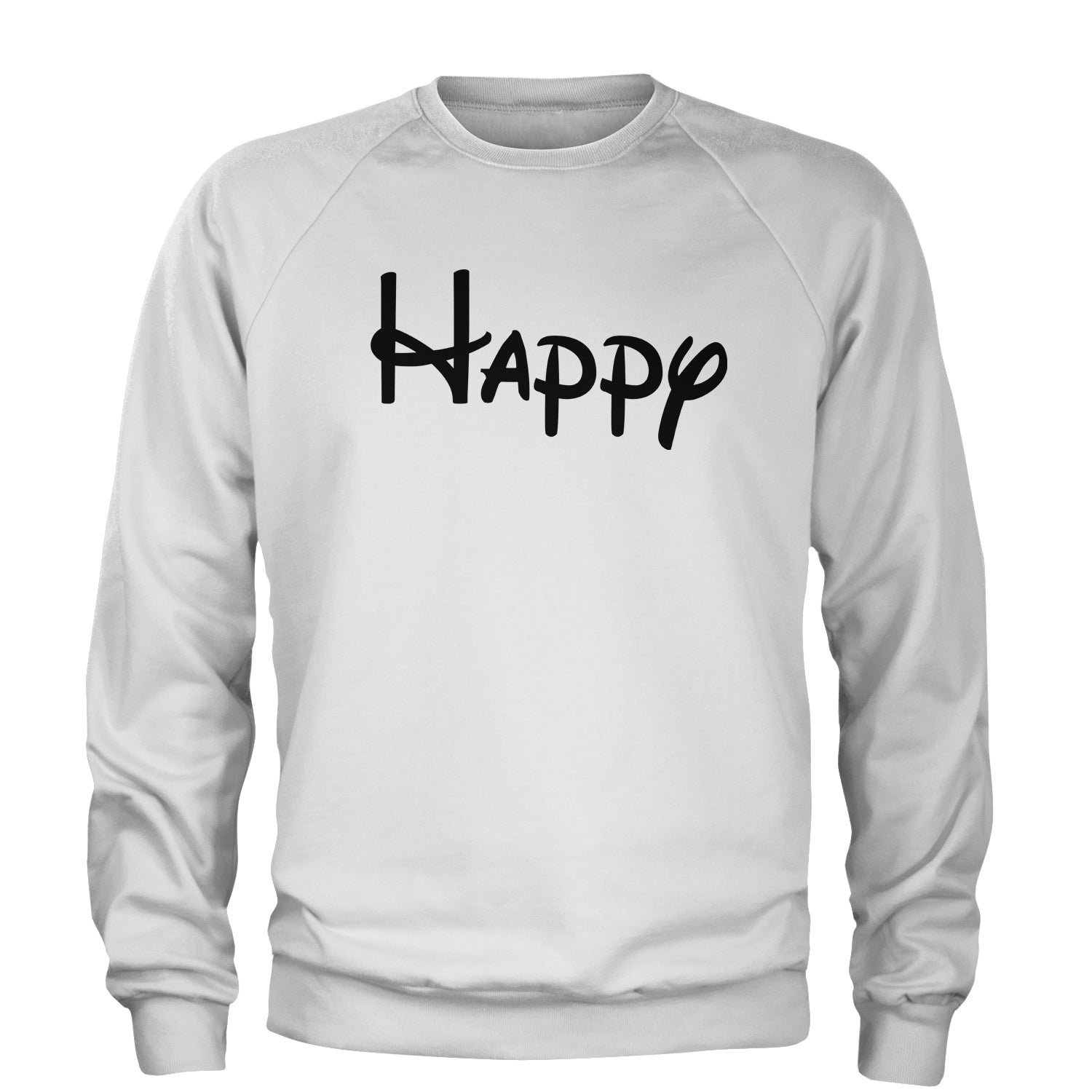 Happy - 7 Dwarfs Costume Adult Crewneck Sweatshirt and, costume, dwarfs, group, halloween, matching, seven, snow, the, white by Expression Tees