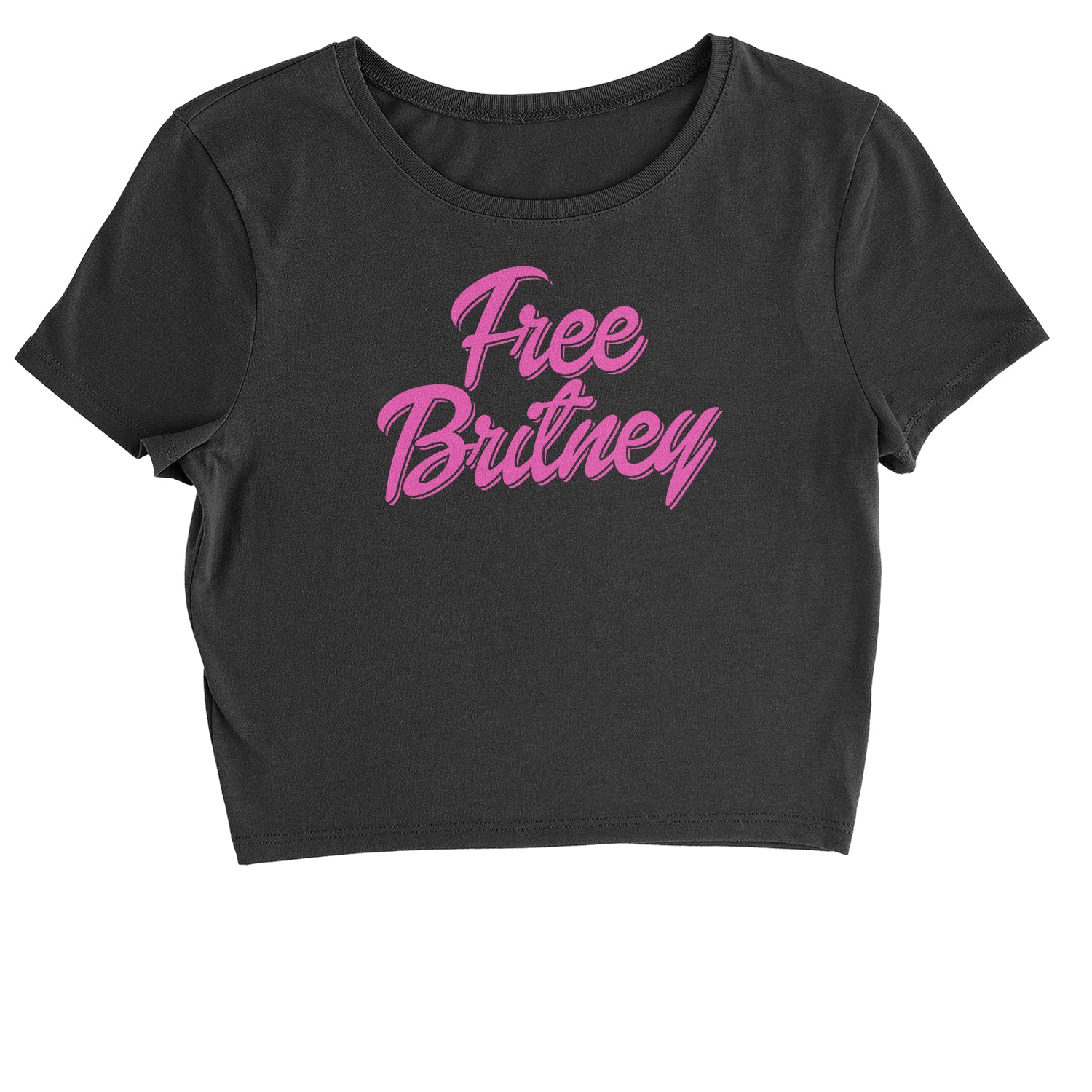 Pink Free Britney Cropped T-Shirt again, did, I, it, more, music, one, oops, pop, spears, time, toxic by Expression Tees