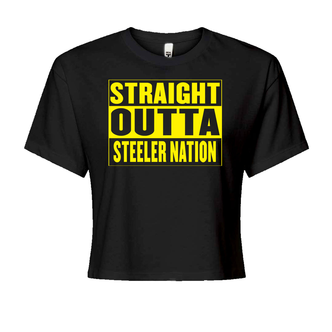 Straight Outta Steeler Nation Football  Cropped T-Shirt