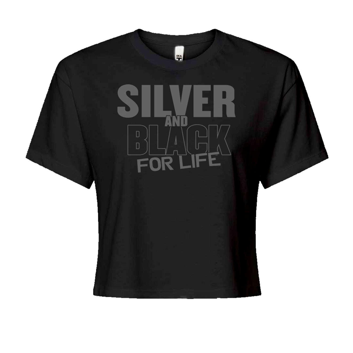 Silver And Black For Life Football Fan Cropped T-Shirt