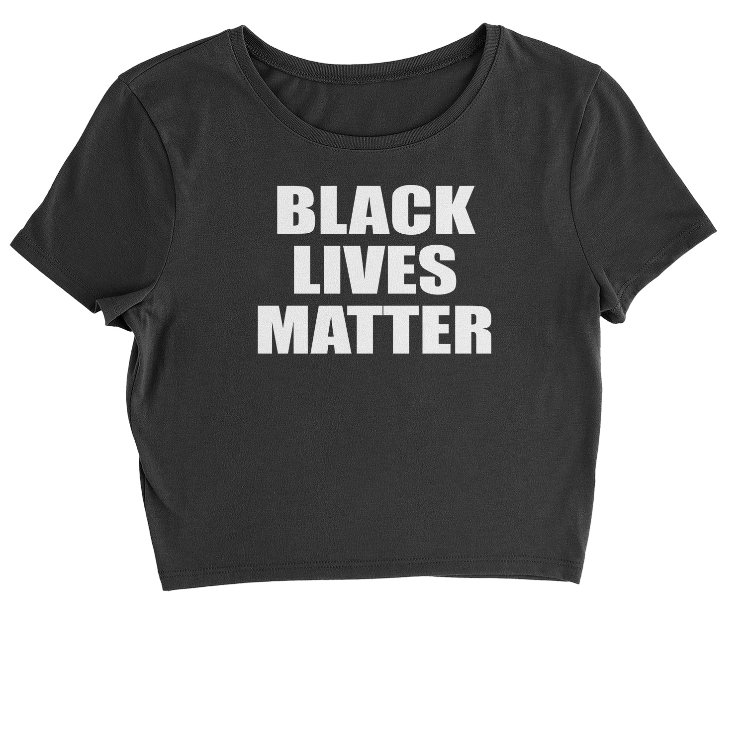 Black Lives Matter BLM Cropped T-Shirt african, africanamerican, ahmaud, american, arberry, breonna, brutality, end, justice, taylor by Expression Tees