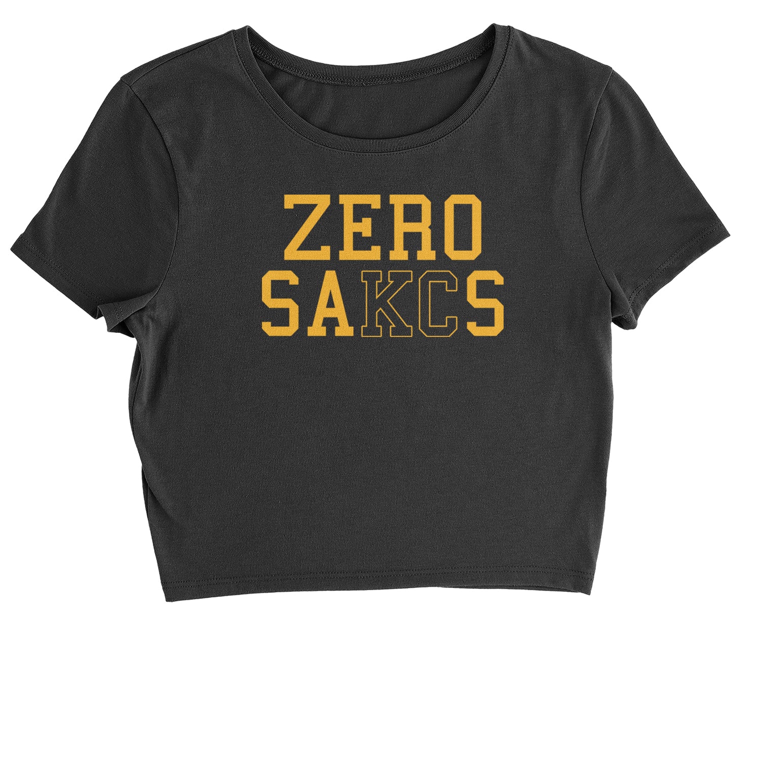 Zero Sacks Kansas City Cropped T-Shirt ball, brown, foot, football, kelc, orlando, patrick, sacks, sakcs by Expression Tees