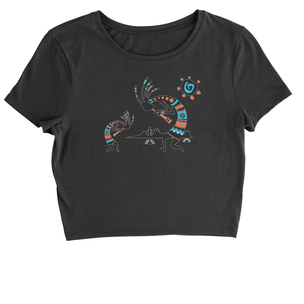 Native American Kokopelli Southwest graphic on Women's Boxy Crop T-Shirt