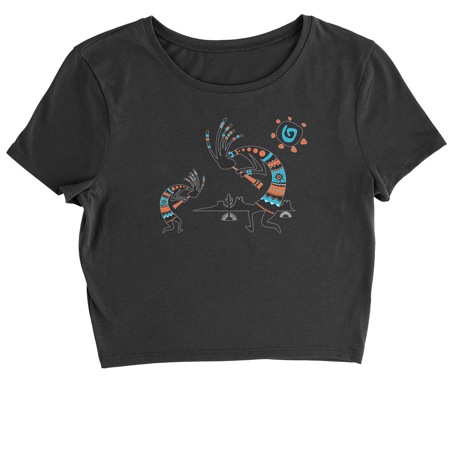 Native American Kokopelli Southwest Cropped T-Shirt american, hopi, indian, native, navajo by Expression Tees